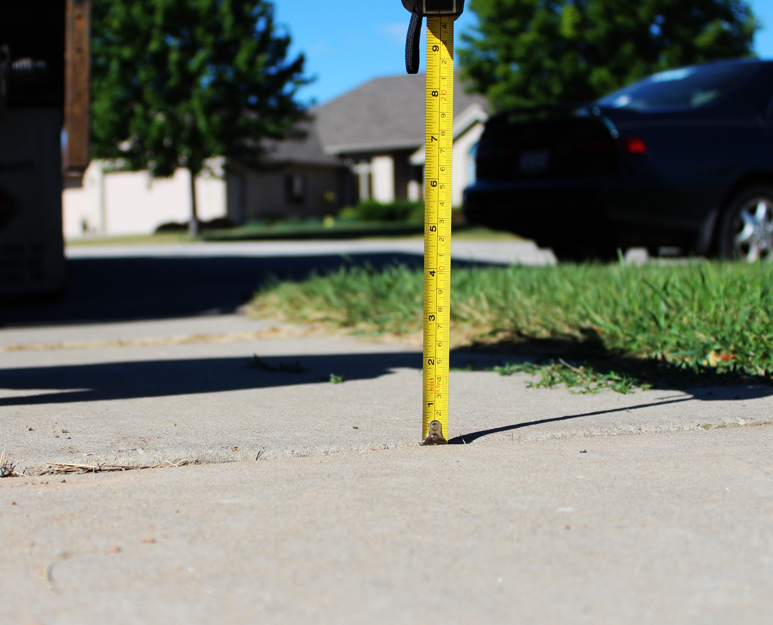 After uneven sidewalk concrete lifting repair